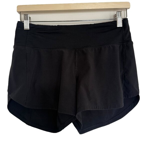Lululemon Athletic Shorts Women SZ 4 Black Speed Up Mid-Rise Lined 4” Running - Picture 1 of 16